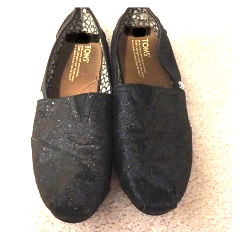 Toms sparkly black flats